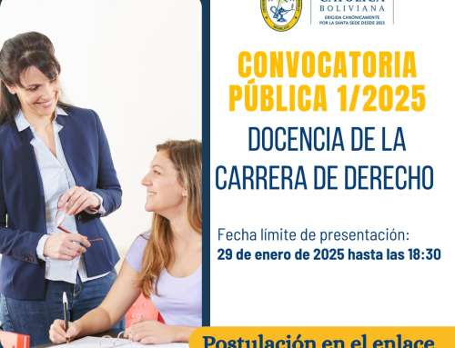 Convocatoria Docente Tiempo Horario Derecho Sede La Plata Sucre SEM I-2025. Vence 29.01.2025.