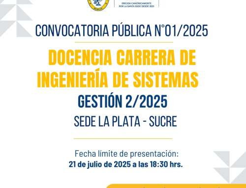 Convocatoria Docente Tiempo Horario Ing. de Sistemas Sede La Plata Sucre SEM 2-2025. Vence 21.07.2025.