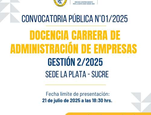 Convocatoria Docente Tiempo Horario Administración de Empresas Sede La Plata Sucre SEM 2-2025. Vence 21.07.2025.
