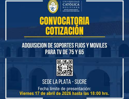 📌ADQUISICIÓN DE SOPORTES FIJOS Y MÓVILES PARA TV DE 75” Y 65“, PARA LA SEDE ACADÉMICA UCB LA PLATA – SUCRE.