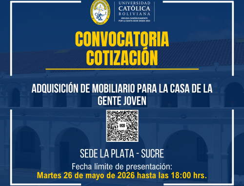 📌“ADQUISICIÓN DE MOBILIARIO PARA LA CASA DE LA GENTE JOVEN, PARA LA SEDE ACADÉMICA UCB LA PLATA – SUCRE”